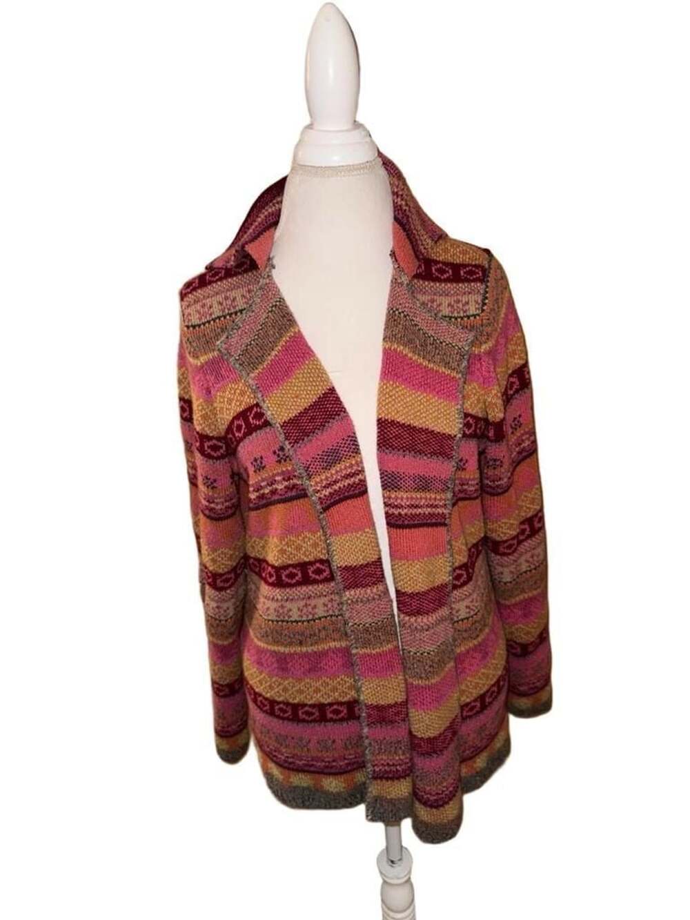 Sigrid Olsen SOblue Women's Colorful Fair Isle Pattern Knit Cardigan Sweater Siz - Picture 8 of 9